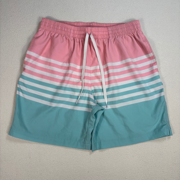 chubbies Other - Chubbies The On The Horizons 7" Swim Trunks‎ Men's M Pink Blue Stripe Mesh Lined